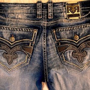 Men’s Rock Revival Kester Relaxed Taper 36/30 Distressed Jeans